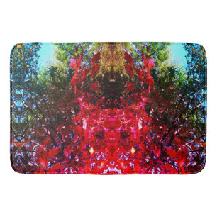Elegant Autumn trees red pink leaves  Bath Mat