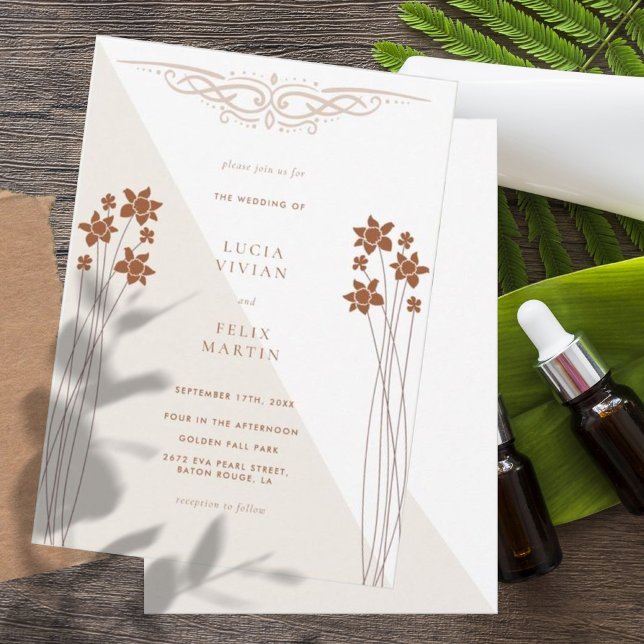 Elegant Autumn Two Colour Side Floral Invitation (Creator Uploaded)