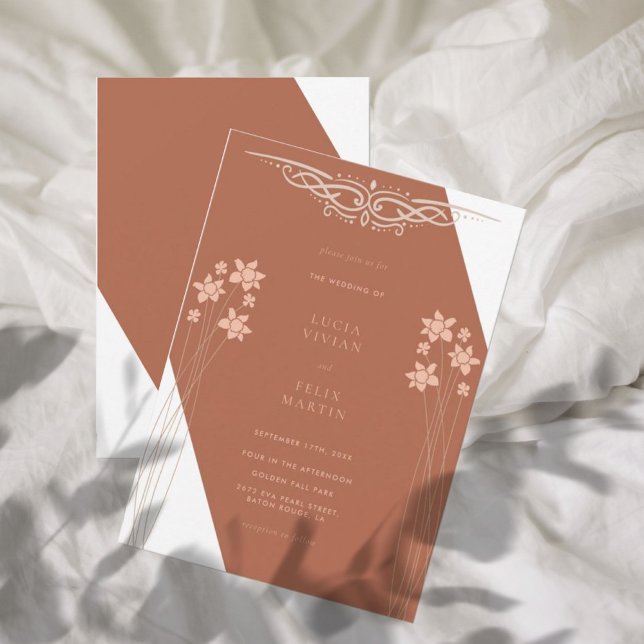 Elegant Autumn Two Colour Side Floral Invitation (Creator Uploaded)