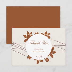 Elegant Autumn Two Colour Side Floral Thank You Card