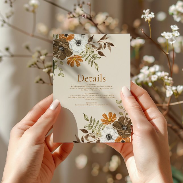 Elegant Autumn Watercolor Floral Wedding Enclosure Card (Creator Uploaded)