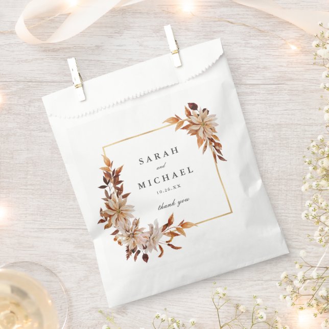 Elegant Autumn Watercolor Floral | Wedding  Favour Bag (Clipped)