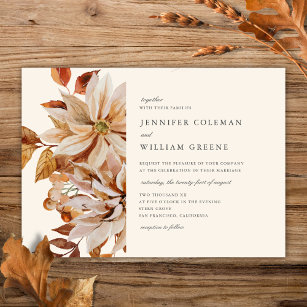 Elegant Autumn Watercolor Floral Wedding Invitation