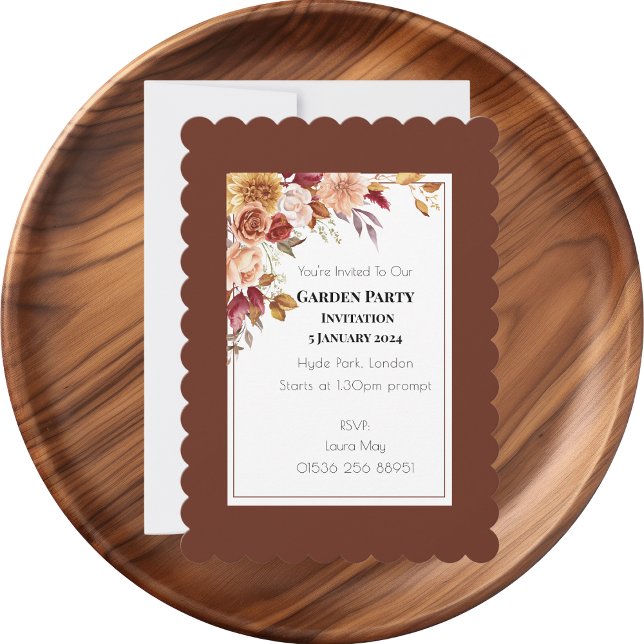 Elegant Autumn Watercolor Floral Wedding Invitation (Elegant Autumn Watercolor Floral Wedding Party Supplies)
