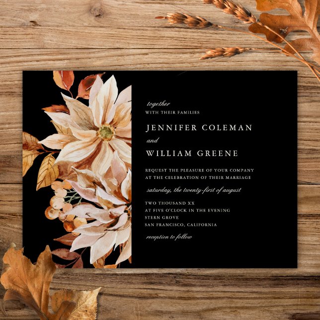 Elegant Autumn Watercolor Floral Wedding Invitation (Creator Uploaded)