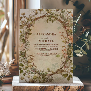 Elegant Autumn Watercolor Floral Wedding Invitation