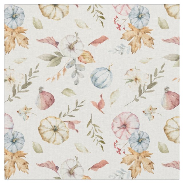 Elegant Autumn Watercolor Pattern Fabric (Close Up)