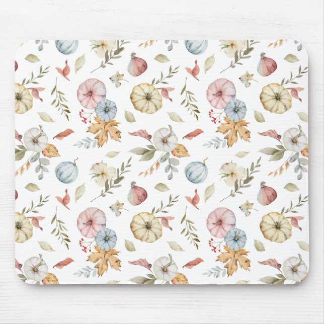 Elegant Autumn Watercolor Pattern Mouse Pad (Front)