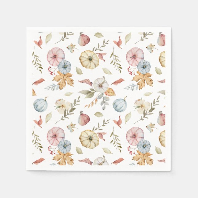 Elegant Autumn Watercolor Pattern Napkin (Front)