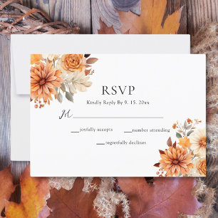 Elegant Autumn Watercolor Rsvp Wedding Card