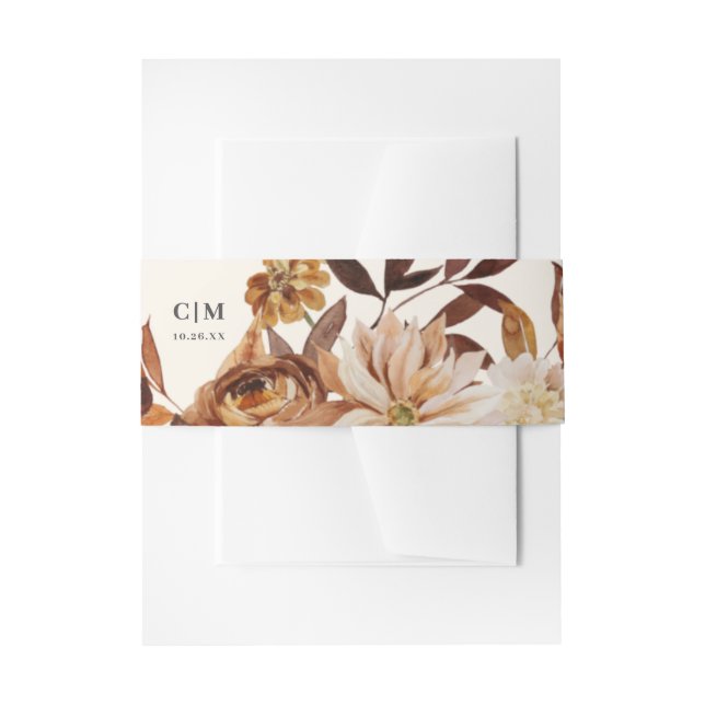 Elegant Autumn Watercolor Wedding  Invitation Bell Belly Band (Front Example)