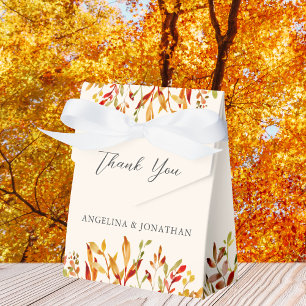 Elegant Autumn Wedding Personalised Fall Leaf Favour Box
