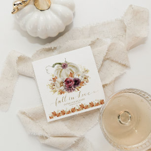 Elegant Autumn White Pumpkin Floral Wedding Napkin
