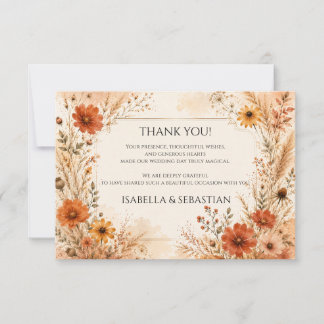 Elegant Autumn Wildflower Thank You Card