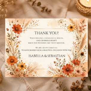 Elegant Autumn Wildflower Wedding Thank You Card