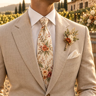 Elegant Autumn Wildflower Wedding Tie
