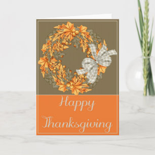 Elegant Autumn Wreath Happy Thanksgiving Card 1