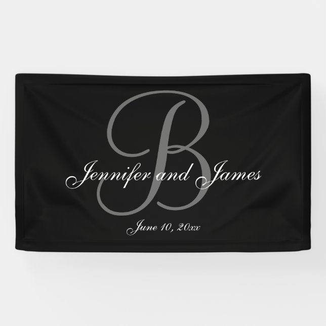 Elegant B Monogram Wedding Banner (Horizontal)
