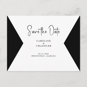 Elegant B/W Photo Wedding Save the Date Postcard