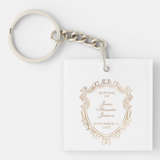 Elegant Baby Baptism Key Ring (Front)
