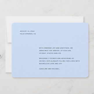 Elegant Baby Blue Boy Birth Announcement
