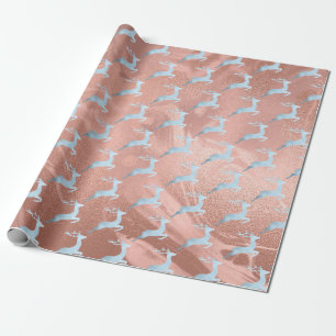 Elegant baby blue Christmas reindeer pattern Wrapping Paper