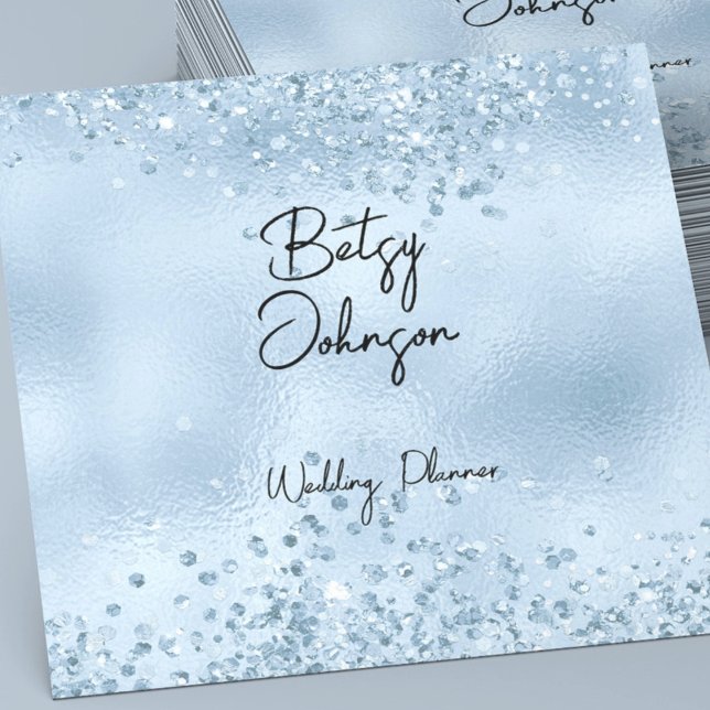 Elegant Baby Blue Glitter and Foil Business Card (Creator Uploaded)