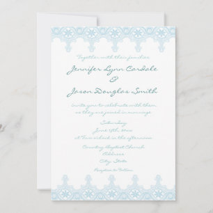 Elegant Baby Blue Lace White Wedding Invitations