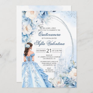 Elegant Baby Blue Quinceañera Invitation