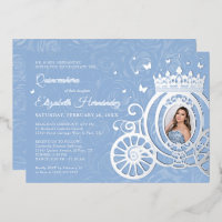 Elegant Baby Blue Quinceanera Princess Photo Foil 