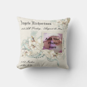 Elegant Baby Boy or Girl Scrapbook Photo Frame Cushion