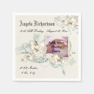 Elegant Baby Boy or Girl Scrapbook Photo Frame Napkin
