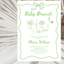 Elegant Baby Brunch Baby Shower - Line Art Design