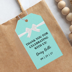 Elegant Baby & Co Black Teal Baby Shower Gift Tags