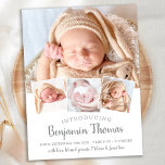 Elegant Baby Custom 4 Photo Birth Announcement Postcard<br><div class="desc">Announce your new baby to friends and family with these elegant and modern photo collage birth announcement cards. Customise with 4 of your favourite photos, and personalise with name, born date, birth stats. COPYRIGHT © 2020 Judy Burrows, Black Dog Art - All Rights Reserved. Elegant Baby Custom 4 Photo Birth...</div>