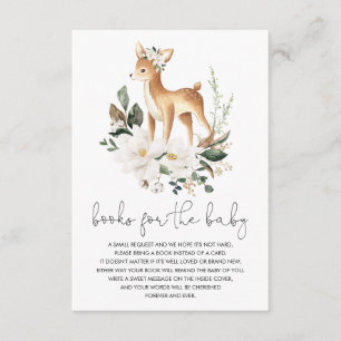 Elegant Baby Deer Magnolia Floral Bring a Book Enclosure Card