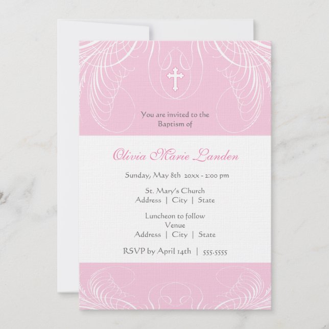 Elegant Baby Girl Baptism Invitation