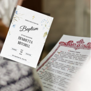 Elegant Baby Girl Baptism Invitation