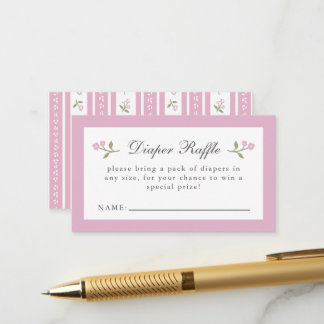 Elegant Baby Girl Floral Diaper Raffle Card