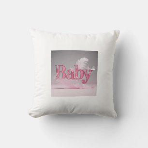 Elegant Baby Girl Pink Typography   Floral & Butte Cushion