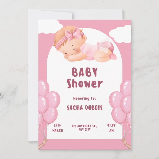 elegant baby girl shower invitation (Front)