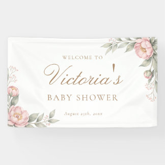 Elegant Baby In Bloom Girl Baby Shower Welcome Banner