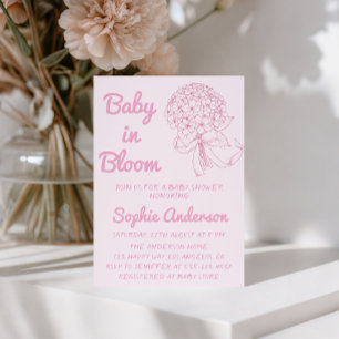 Elegant Baby in Bloom Pink Floral Baby Shower Invitation