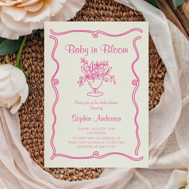 Elegant Baby in Bloom Pink Floral Baby Shower  Invitation (Creator Uploaded)