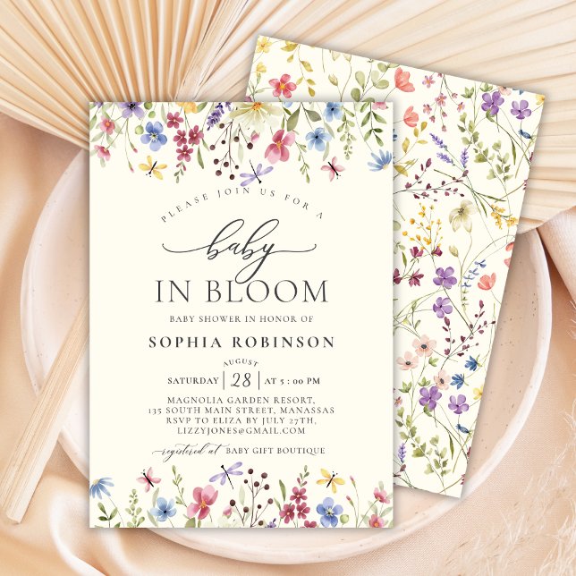 Elegant Baby in Bloom ScripWildflower Baby Shower  Invitation (Creator Uploaded)