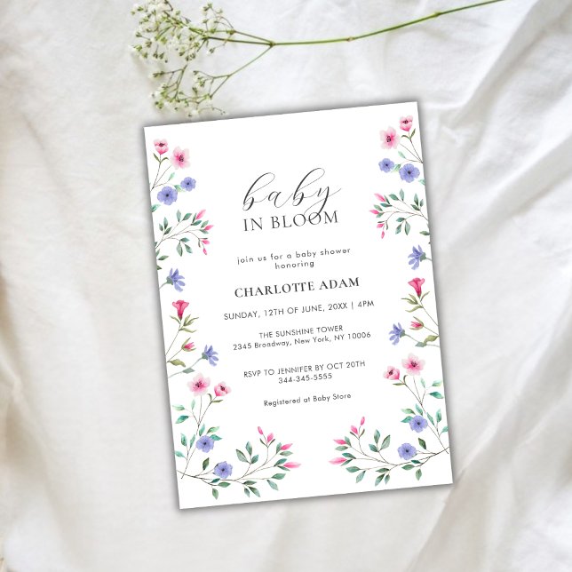 Elegant Baby In Bloom Wildflower Baby Shower Invitation (Elegant Baby In Bloom Wildflower Baby Shower Invitation)