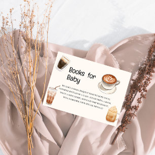 Elegant Baby is Brewing Coffee baby Shower book Enclosure Card