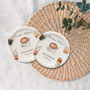 Elegant Baby is Brewing Coffee baby Shower Paper Plate