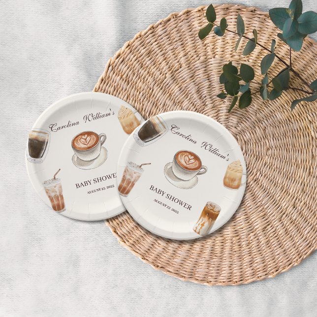 Elegant Baby is Brewing Coffee baby Shower Paper Plate (Creator Uploaded)