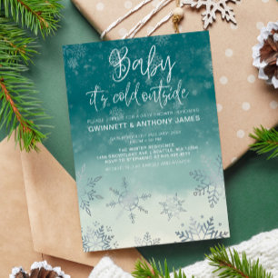 Elegant Baby Its Cold Outside Baby Shower  Invitation